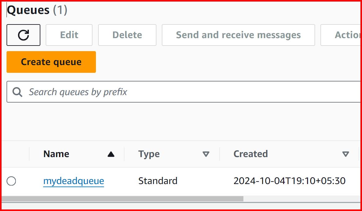 Picture showing creating the SQS
